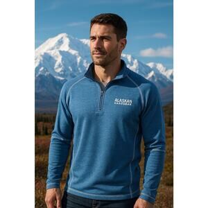 Duluth Alaskan Hardgear Men’s Blue Pullover XL Vented Sweatshirt 1/4 Zip MINT